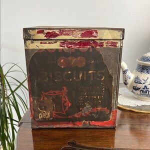 Vintage Burtons Biscuit Tin Yellow and Red Accents